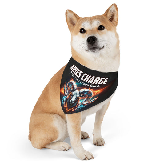 Aries Charge Pet Bandana – Zodiac Ram Design for Bold Dogs ("Zest Your Brave Blink")