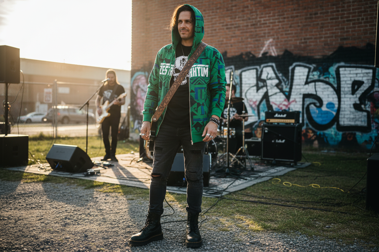 Graphic Zip-Up Hoodie Lifestyle