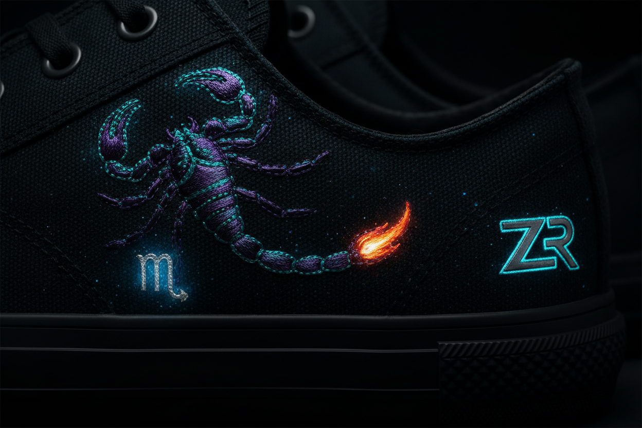 Scorpio Scorpion Pitbull High-Tops — Celestial Zodiac Sneakers | Zest Rhythm