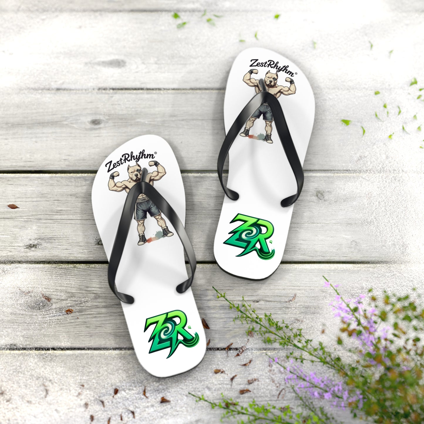 ZestRhythm Muscle Man Flip Flops – Beach Sandals with ZR Logo