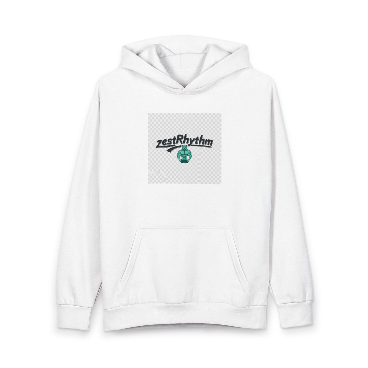 ZestRhythm Logo Hoodie — Minimalist White Pullover for Music Lovers