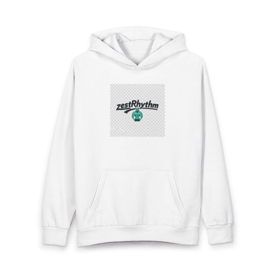 ZestRhythm Logo Hoodie — Minimalist White Pullover for Music Lovers