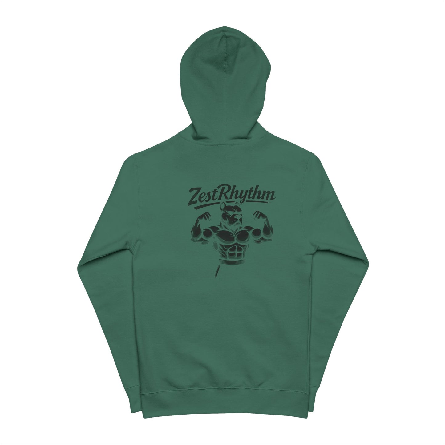 ZestRhythm Graphic Zip-Up Hoodie — Music Skull Band Logo Fleece Jacket