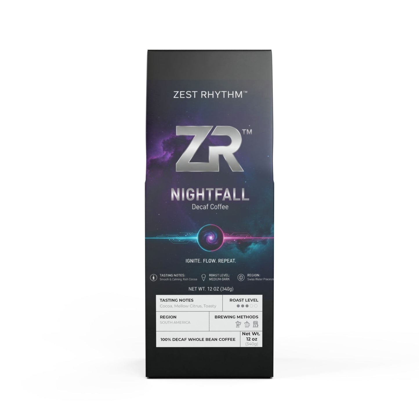 NIGHTFALL Decaf Coffee - BLOODLINE™ Collection | ZEST RHYTHM™ Premium Cosmic Blend