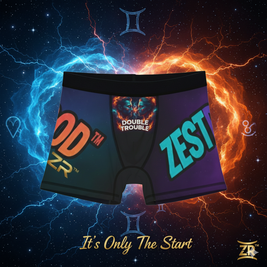DOUBLE TROUBLE Gemini Boxer Briefs - Cosmic Comfort Collection | Zest Rhythm™
