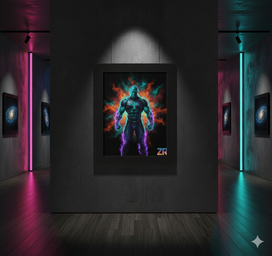 BOSS MAN Cosmic Warrior Wall Art - BLOODLINE™ Power Collection | Zest Rhythm™ Premium Framed Poster