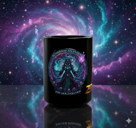 AETHERIUM ASCENSION Black Mug - BLOODLINE™ Dark Fantasy Collection | Zest Rhythm™