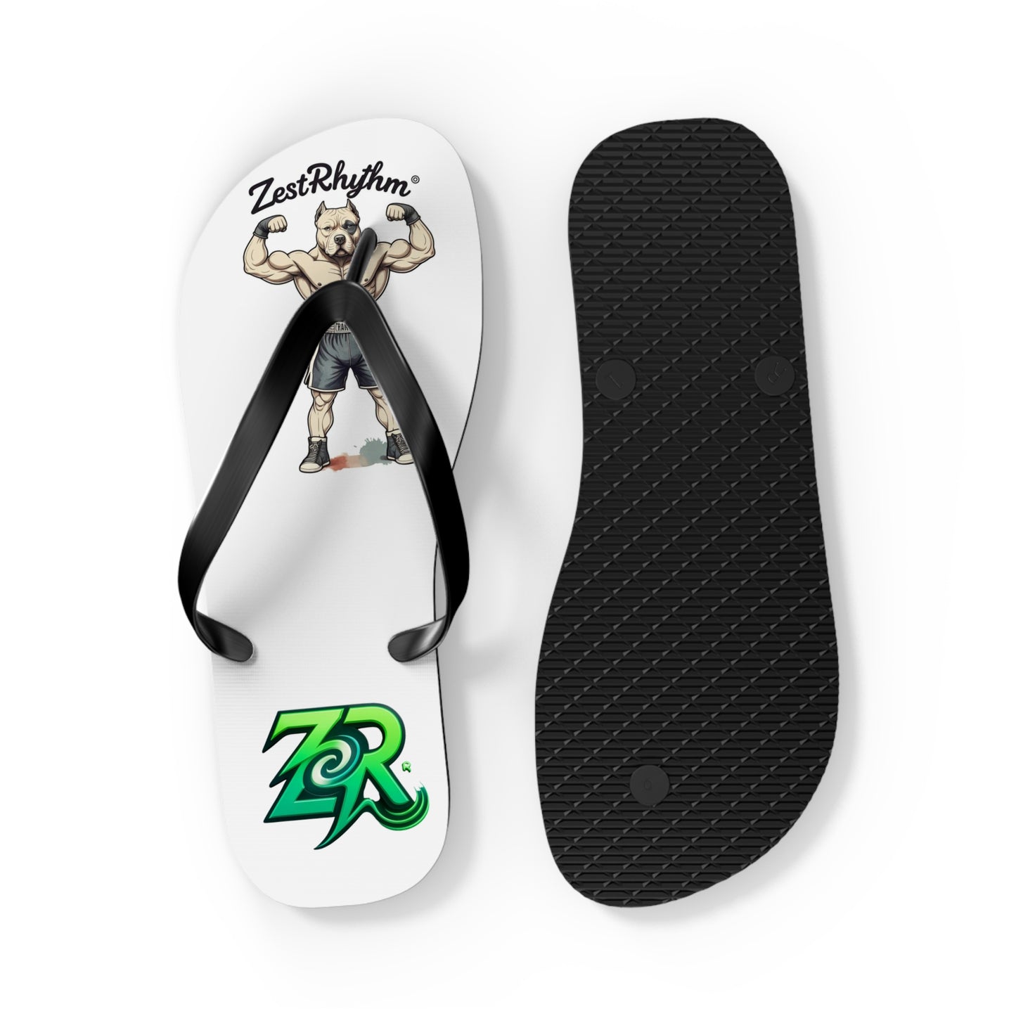 ZestRhythm Muscle Man Flip Flops – Beach Sandals with ZR Logo
