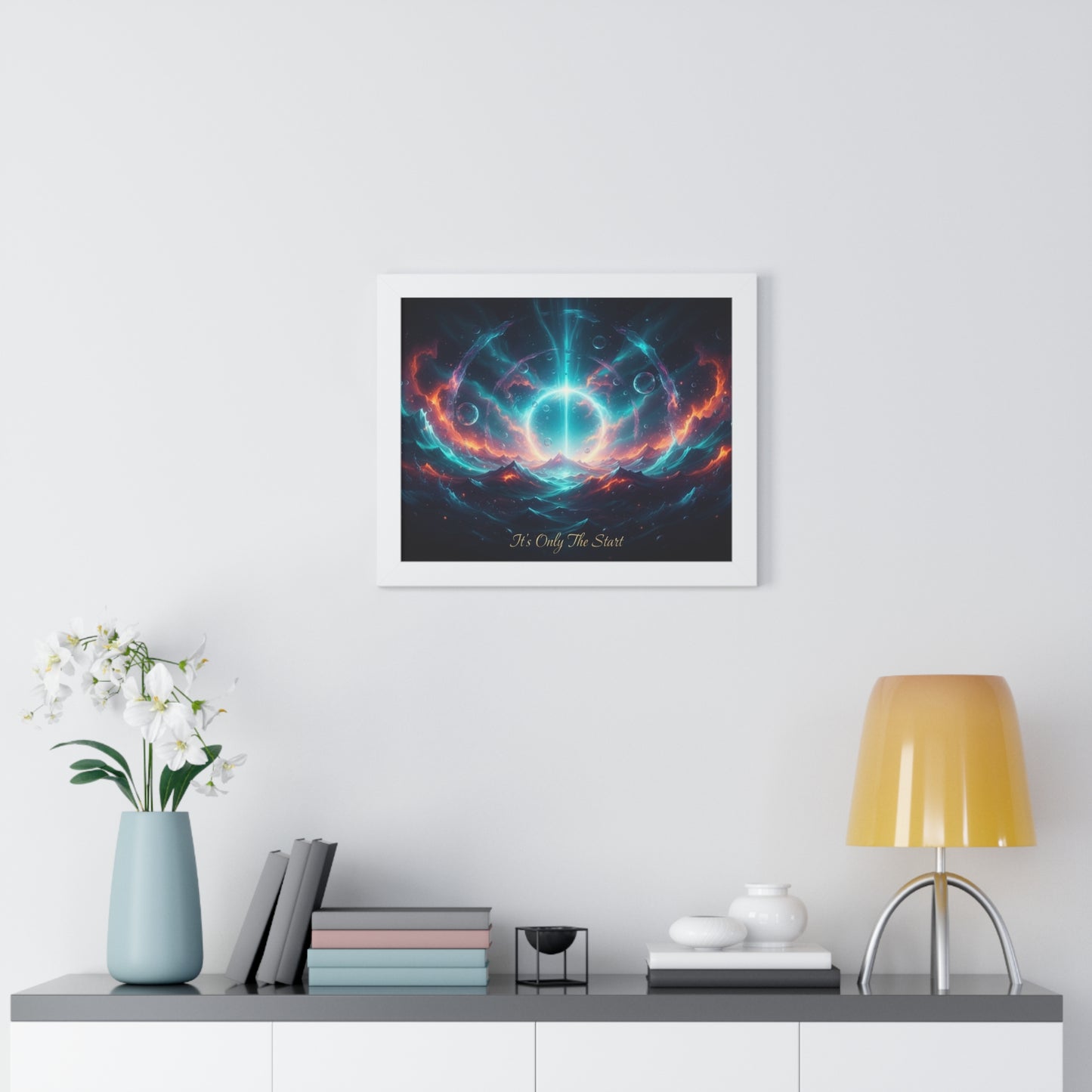 Framed Poster — 'It's Only The Start' Cosmic Nebula Art Print