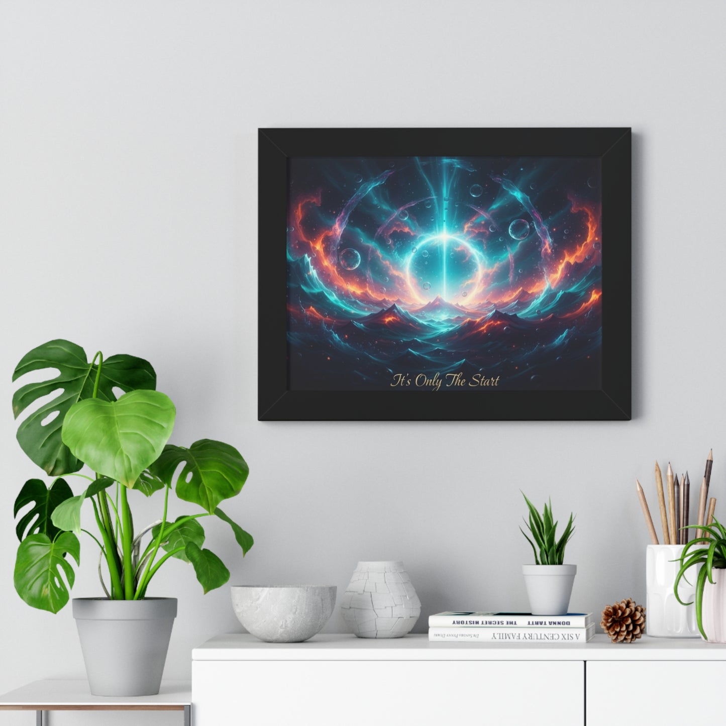Framed Poster — 'It's Only The Start' Cosmic Nebula Art Print