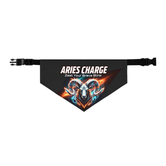 Aries Charge Pet Bandana – Zodiac Ram Design for Bold Dogs ("Zest Your Brave Blink")