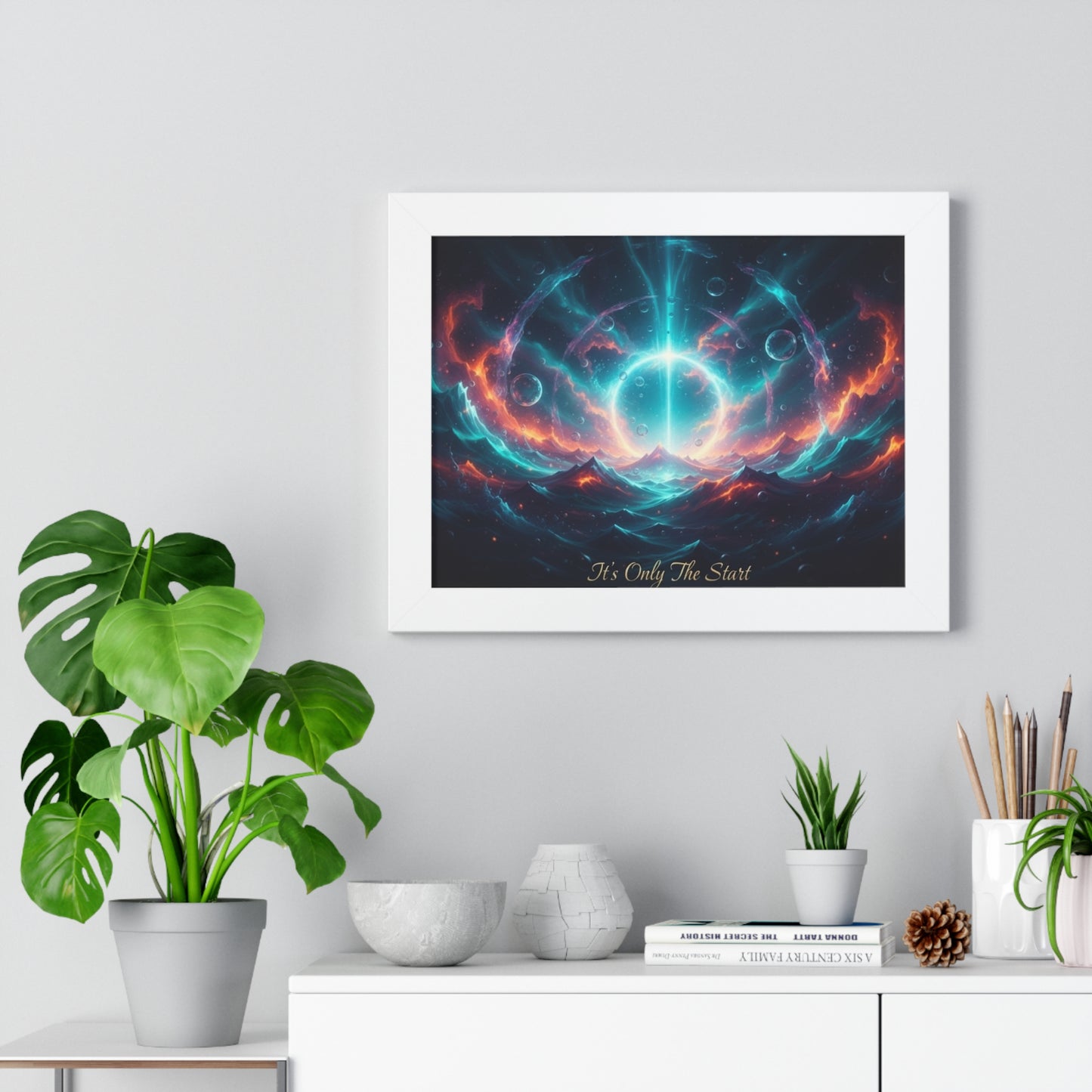 Framed Poster — 'It's Only The Start' Cosmic Nebula Art Print
