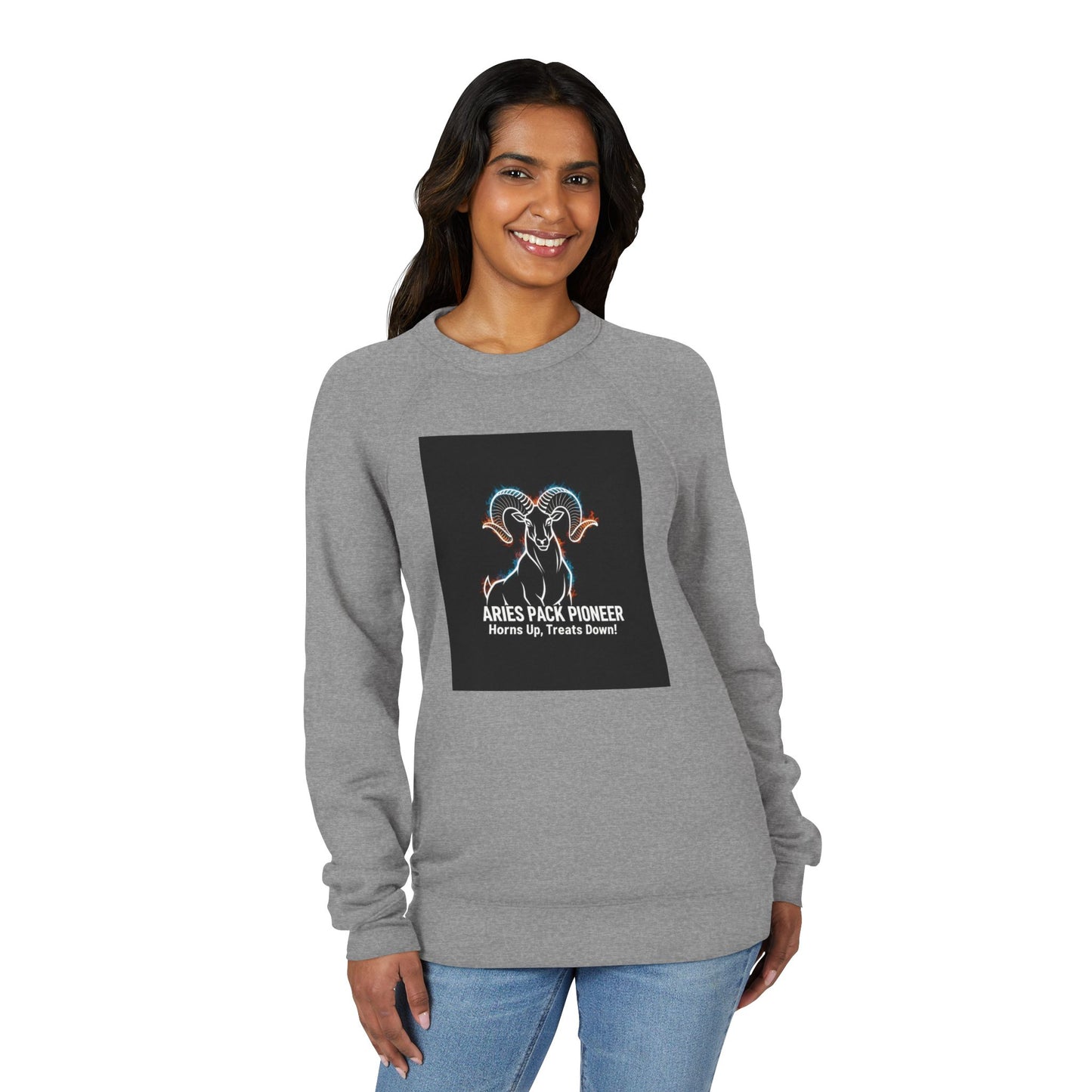 Aries Pack Pioneer Sweatshirt – Neon Ram Zodiac Crewneck ("Horns Up, Treats Down!")