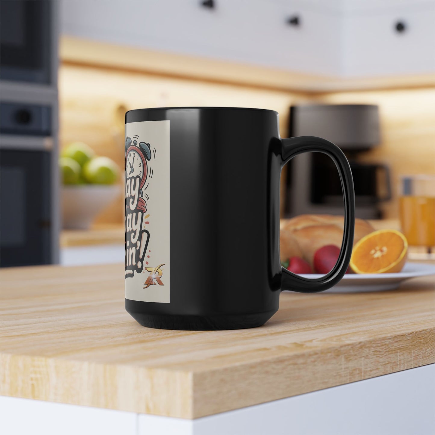 15oz Black Mug — “It’s Sunday But Monday Is Comin’” Retro Coffee Cup