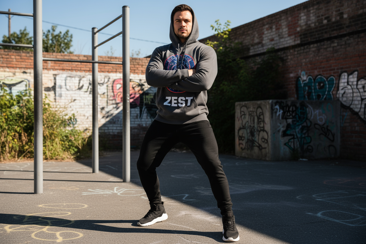 Cosmic Bulldog Pullover Lifestyle