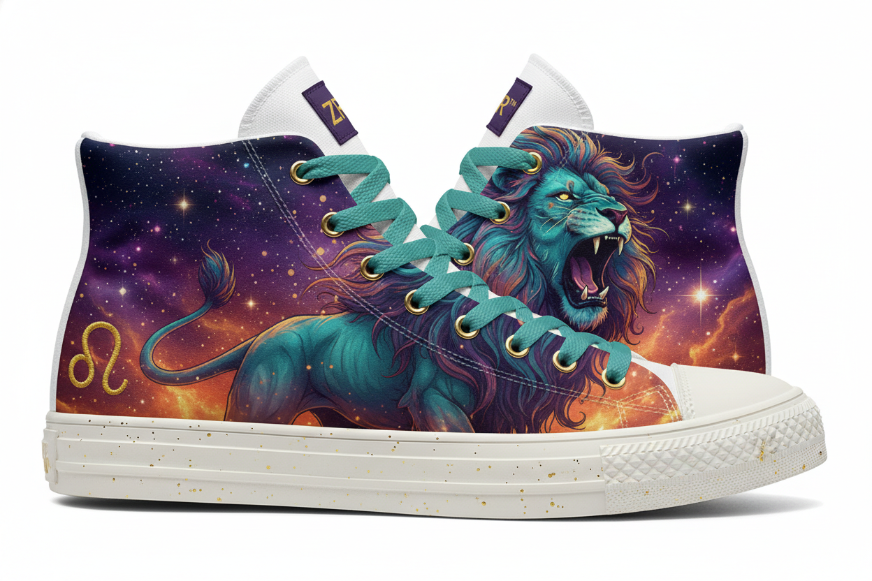Leo Lion Pitbull High-Tops — Celestial Zodiac Sneakers | Zest Rhythm