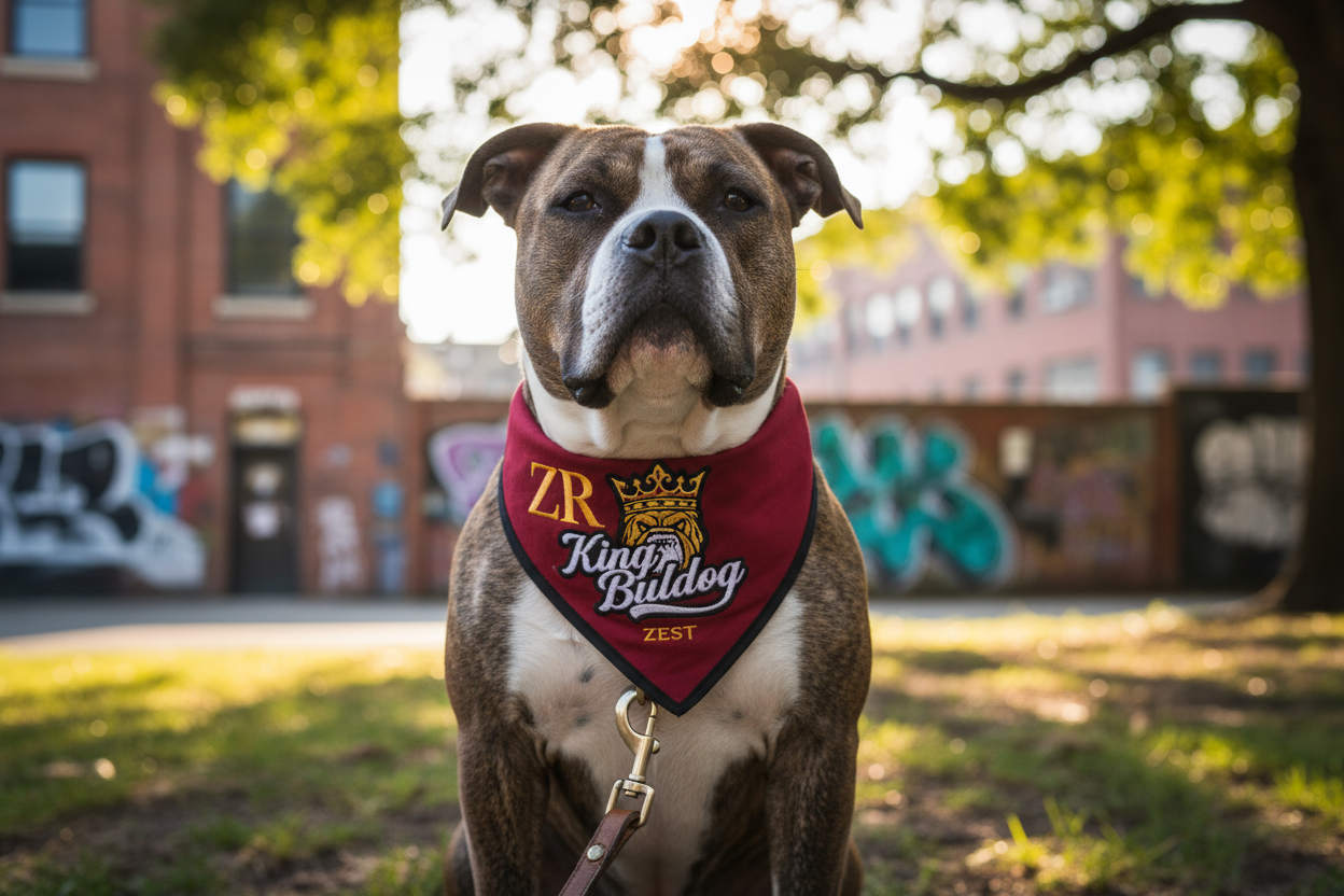 ZR King Bulldog Pet Bandana Lifestyle