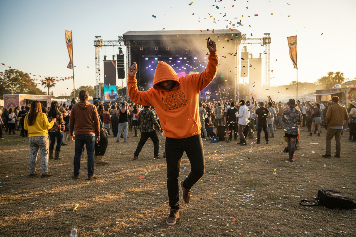 ZR Retro Orange Hoodie Lifestyle